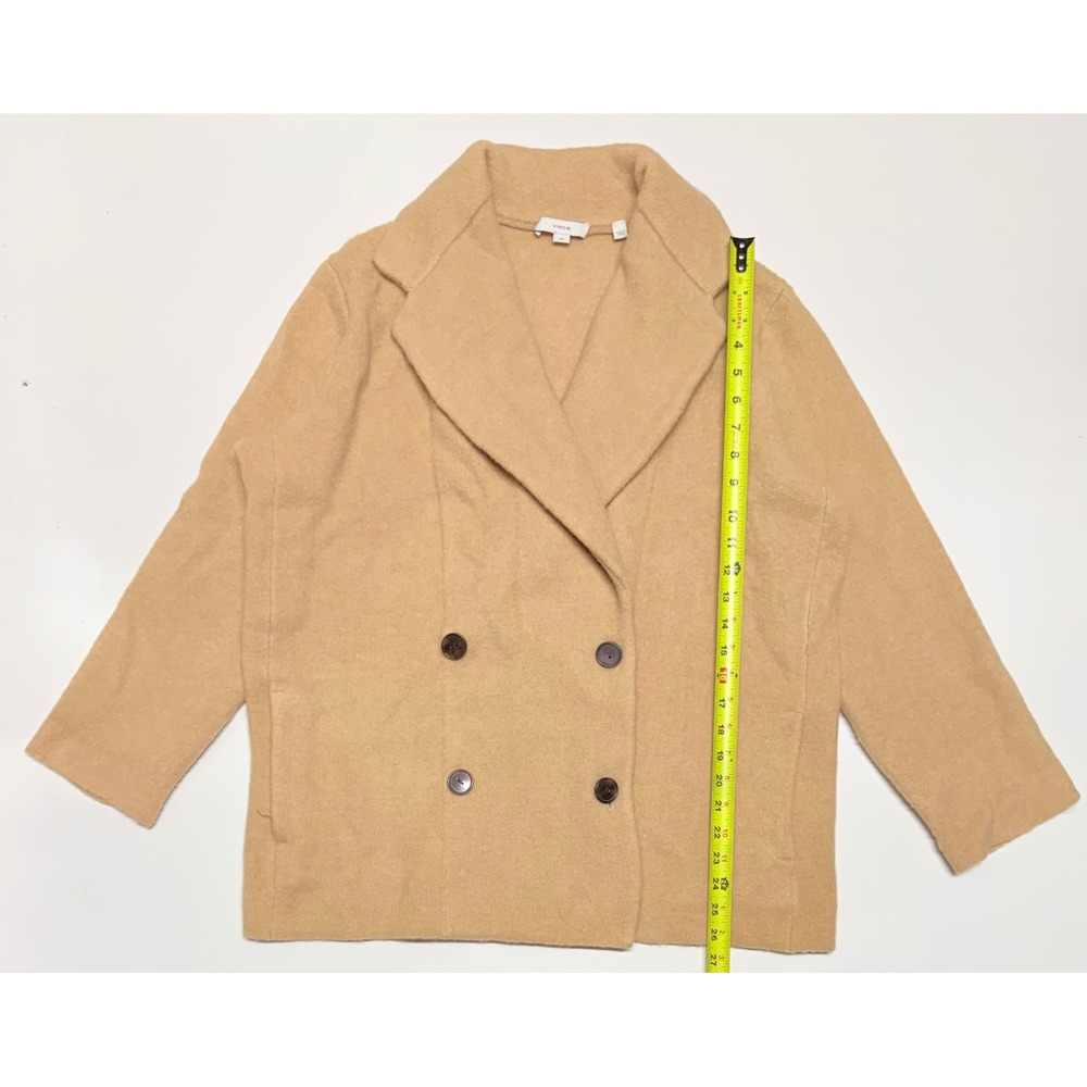 Vince Camel Wool Alpaca Blend Double Breasted Cardigan Coat Tan Large L/G